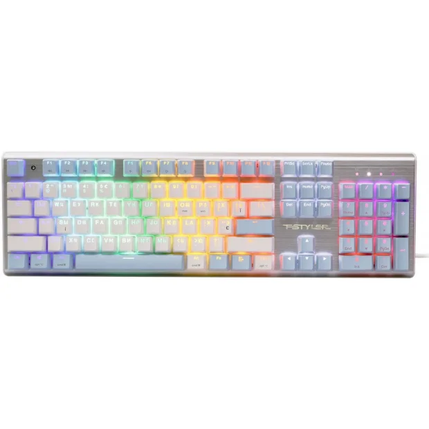 Клавиатура A4Tech Fstyler FS100 Neon (серебристый/голубой)